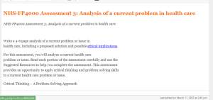 NHS-FP4000 Assessment 3  Analysis of a current problem in health care