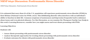 NRNP 6640 Discussion Posttraumatic Stress Disorder