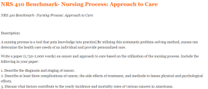 NRS 410 Benchmark- Nursing Process Approach to Care