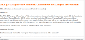 NRS 428 Assignment Community Assessment and Analysis Presentation