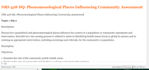 NRS 428 DQ  Phenomenological Places Influencing Community Assessment