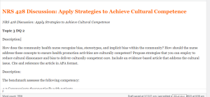 NRS 428 Discussion  Apply Strategies to Achieve Cultural Competence