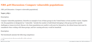 NRS 428 Discussion  Compare vulnerable populations