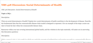 NRS 428 Discussion Social Determinants of Health