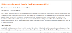 NRS 429 Assignment Family Health Assessment Part I