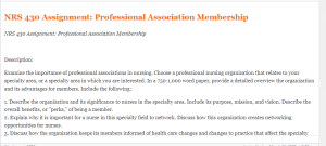 NRS 430 Assignment Professional Association Membership