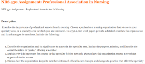 NRS 430 Assignment Professional Association in Nursing