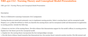 NRS 430 CLC- Nursing Theory and Conceptual Model Presentation