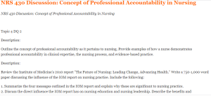 NRS 430 Discussion Concept of Professional Accountability in Nursing