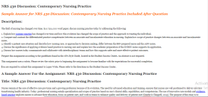 NRS 430 Discussion Contemporary Nursing Practice
