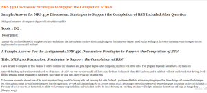 NRS 430 Discussion Strategies to Support the Completion of BSN