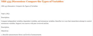 NRS 433 Discussion Compare the Types of Variables