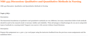 NRS 433 Discussion Qualitative and Quantitative Methods in Nursing