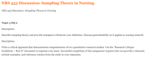 NRS 433 Discussion Sampling Theory in Nursing