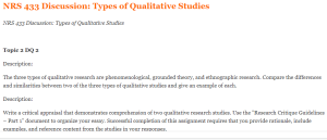 NRS 433 Discussion Types of Qualitative Studies