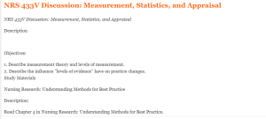 NRS 433V Discussion Measurement, Statistics, and Appraisal