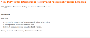 NRS 433V Topic 1Discussion History and Process of Nursing Research