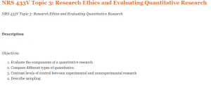 NRS 433V Topic 3 Research Ethics and Evaluating Quantitative Research