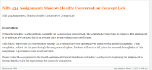 NRS 434 Assignment  Shadow Health Conversation Concept Lab