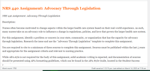 NRS 440 Assignment  Advocacy Through Legislation