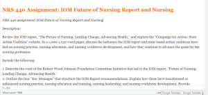 NRS 440 Assignment IOM Future of Nursing Report and Nursing
