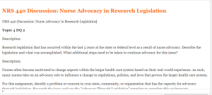 NRS 440 Discussion Nurse Advocacy in Research Legislation