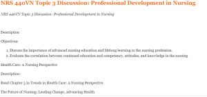 NRS 440VN Topic 3 Discussion Professional Development in Nursing