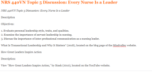 NRS 440VN Topic 5 Discussion Every Nurse Is a Leader