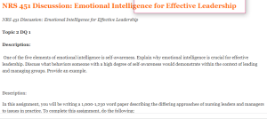 NRS 451 Discussion Emotional Intelligence for Effective Leadership