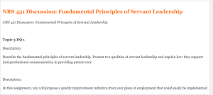 NRS 451 Discussion  Fundamental Principles of Servant Leadership