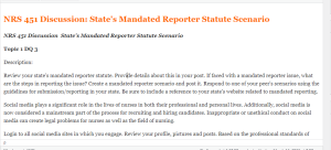 NRS 451 Discussion  State's Mandated Reporter Statute Scenario