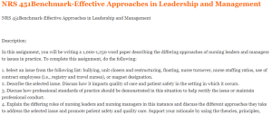 NRS 451Benchmark-Effective Approaches in Leadership and Management