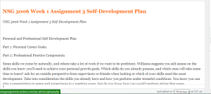 NSG 3006 Week 1 Assignment 3 Self-Development Plan