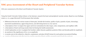 NSG 3012 Assessment of the Heart and Peripheral Vascular System