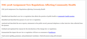 NSG 3028 Assignment New Regulations Affecting Community Health