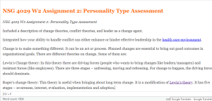 NSG 4029 W2 Assignment 2  Personality Type Assessment