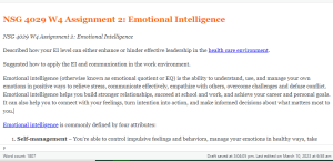 NSG 4029 W4 Assignment 2  Emotional Intelligence