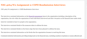 NSG 4064 W2 Assignment 2  COPD Readmission Interviews