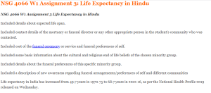 NSG 4066 W1 Assignment 3 Life Expectancy in Hindu