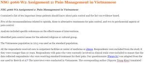 NSG 4066 W2 Assignment 2  Pain Management in Vietnamese