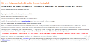 NSG 5000 Assignment Leadership and the Graduate Nursing Role