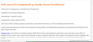 NSG 5000 W1 Assignment 4  Family Nurse Practitioner