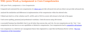 NSG 5000 Week 4 Assignment 2 Core Competencies