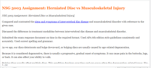 NSG 5003 Assignment  Herniated Disc vs Musculoskeletal Injury