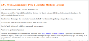 NSG 5003 Assignment   Type 2 Diabetes Mellitus Patient