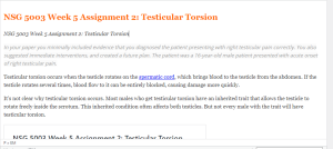 NSG 5003 Week 5 Assignment 2  Testicular Torsion