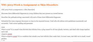 NSG 5003 Week 9 Assignment 2  Skin Disorders