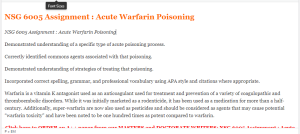 NSG 6005 Assignment   Acute Warfarin Poisoning