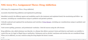 NSG 6005 W11 Assignment Three Drug Addiction