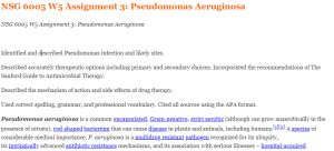 NSG 6005 W5 Assignment 3 Pseudomonas Aeruginosa